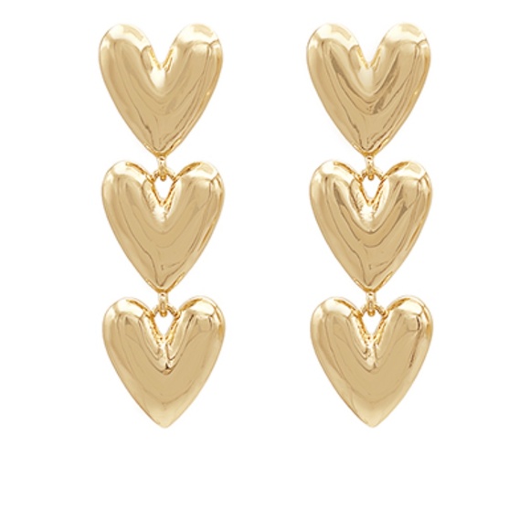 Heart Puffy 3 Drop Earrings